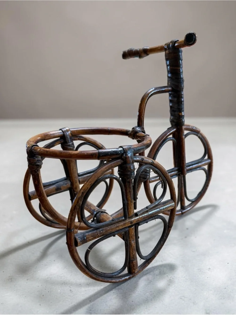 Vintage bohemian-style tricycle plant stands